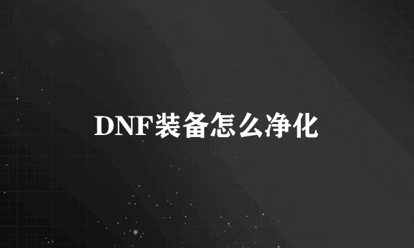 DNF装备怎么净化