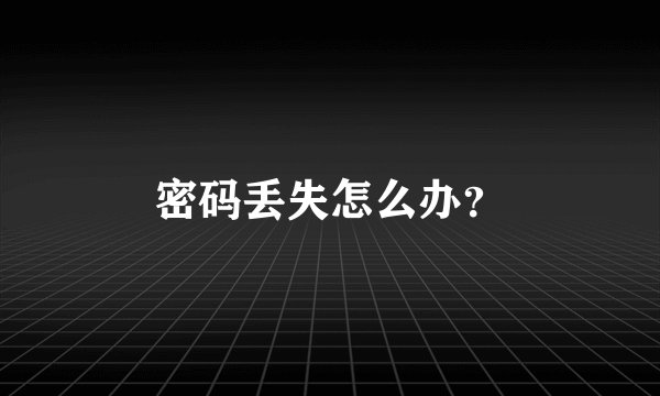 密码丢失怎么办？