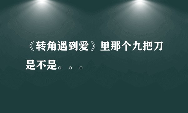 《转角遇到爱》里那个九把刀是不是。。。