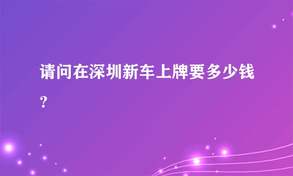 请问在深圳新车上牌要多少钱？
