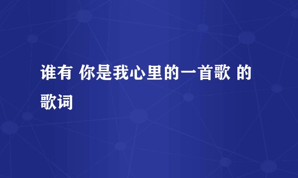 谁有 你是我心里的一首歌 的歌词