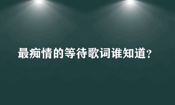 最痴情的等待歌词谁知道？