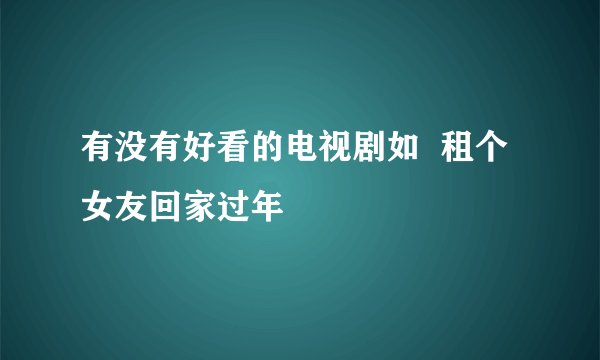 有没有好看的电视剧如  租个女友回家过年