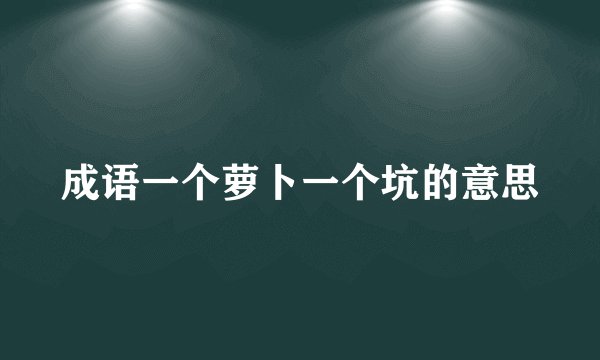 成语一个萝卜一个坑的意思