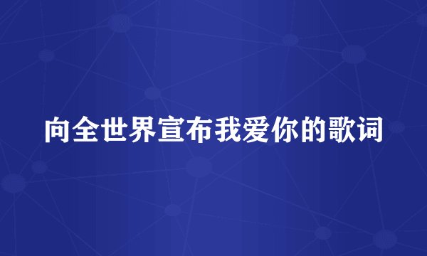 向全世界宣布我爱你的歌词