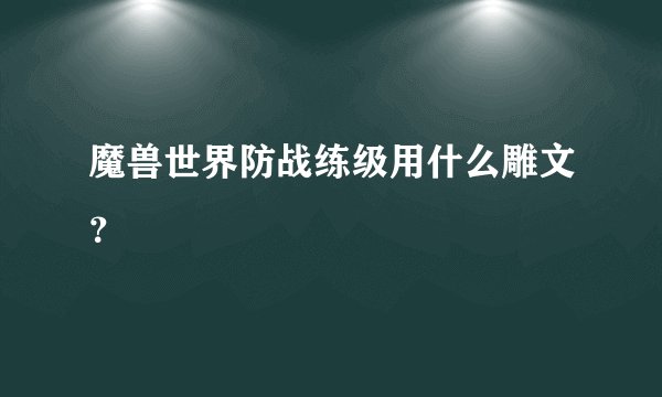 魔兽世界防战练级用什么雕文？