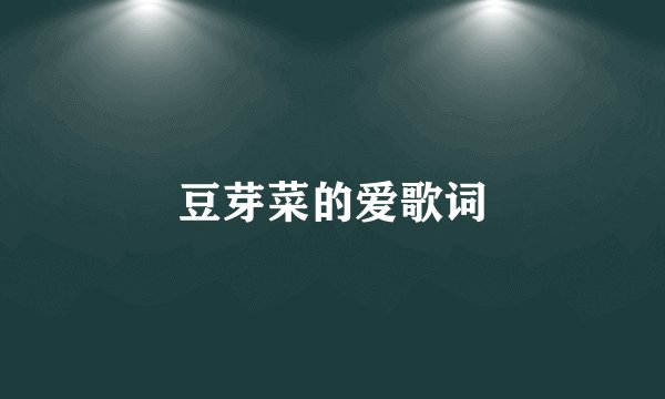 豆芽菜的爱歌词