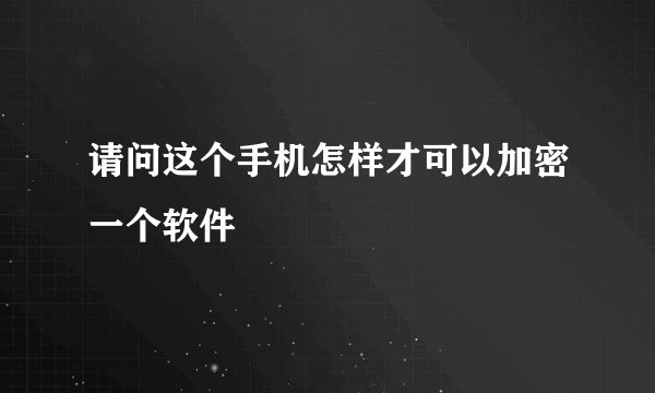 请问这个手机怎样才可以加密一个软件