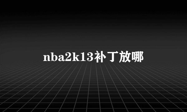 nba2k13补丁放哪