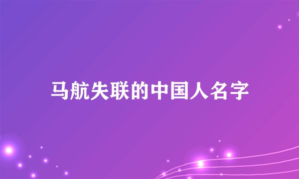 马航失联的中国人名字