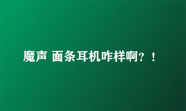 魔声 面条耳机咋样啊？！