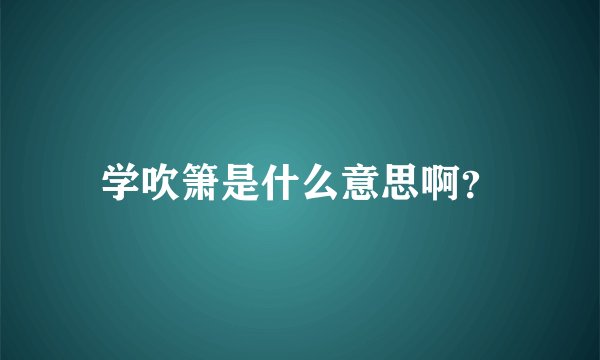 学吹箫是什么意思啊？