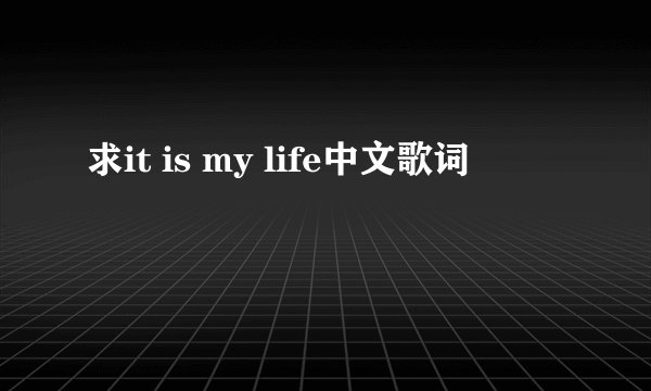 求it is my life中文歌词