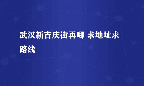 武汉新吉庆街再哪 求地址求路线