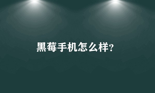 黑莓手机怎么样？