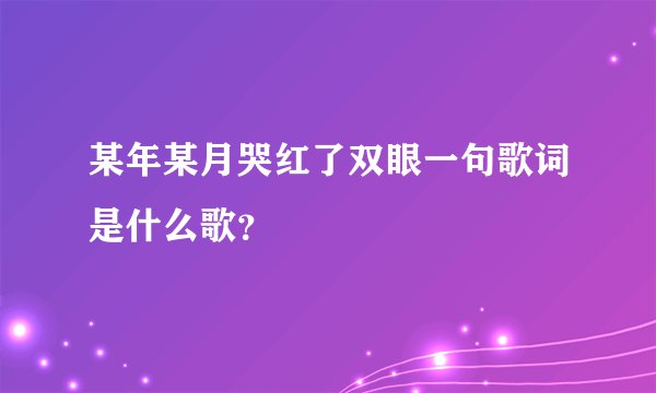 某年某月哭红了双眼一句歌词是什么歌？