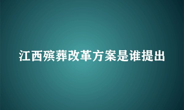 江西殡葬改革方案是谁提出