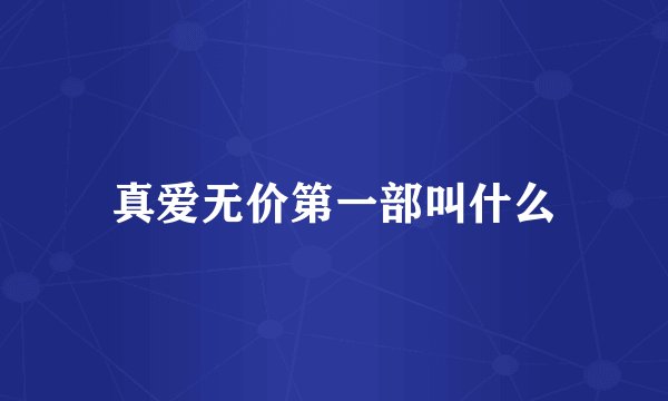 真爱无价第一部叫什么