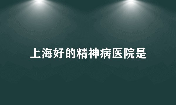 上海好的精神病医院是