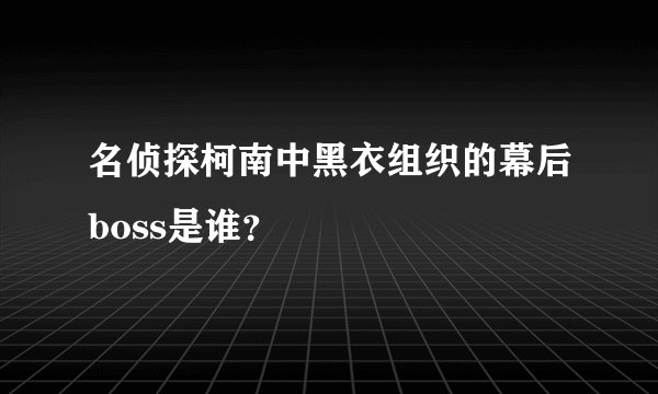 名侦探柯南中黑衣组织的幕后boss是谁？