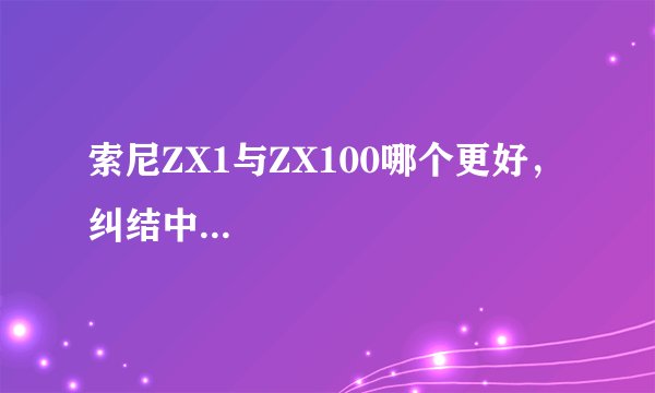 索尼ZX1与ZX100哪个更好，纠结中...