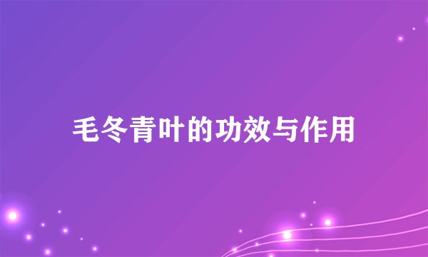 毛冬青叶的功效与作用