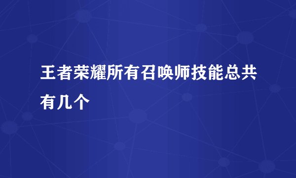 王者荣耀所有召唤师技能总共有几个