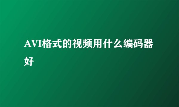 AVI格式的视频用什么编码器好