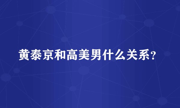 黄泰京和高美男什么关系？