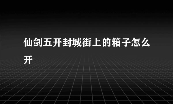 仙剑五开封城街上的箱子怎么开