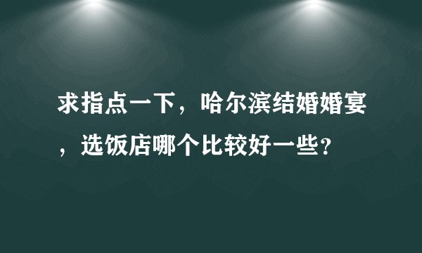 求指点一下，哈尔滨结婚婚宴，选饭店哪个比较好一些？