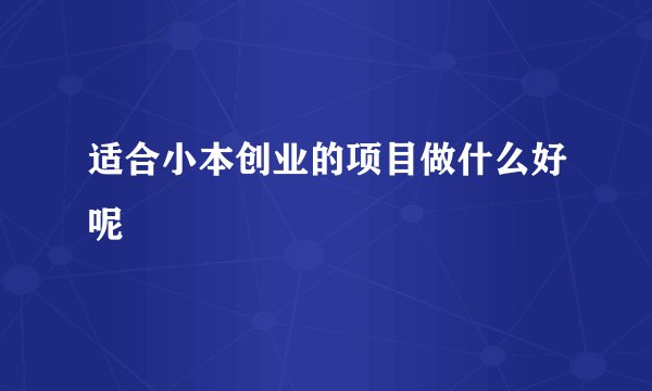 适合小本创业的项目做什么好呢