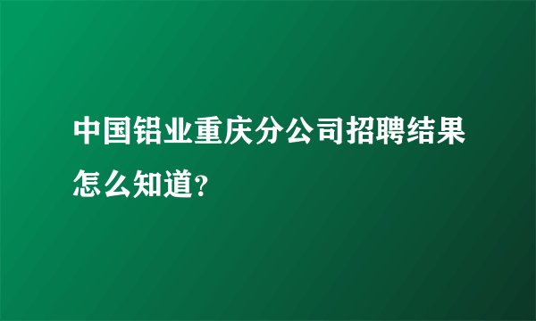 中国铝业重庆分公司招聘结果怎么知道?