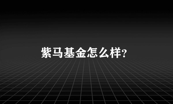 紫马基金怎么样？