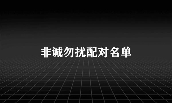 非诚勿扰配对名单