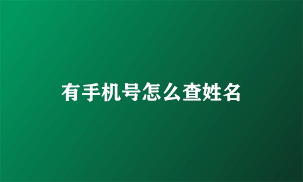 有手机号怎么查姓名