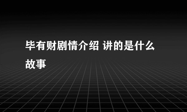 毕有财剧情介绍 讲的是什么故事