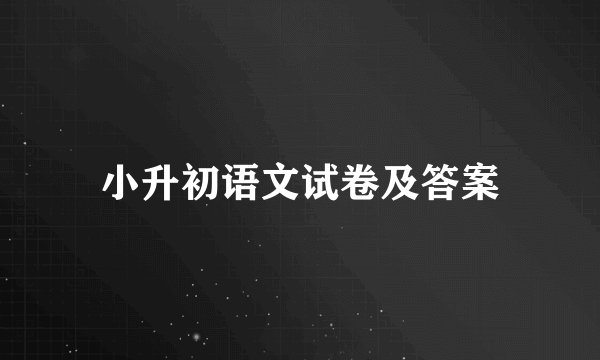 小升初语文试卷及答案