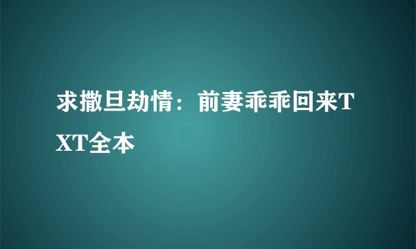 求撒旦劫情：前妻乖乖回来TXT全本