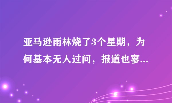 亚马逊雨林烧了3个星期,为何基本无人过问,报道也寥寥无几?