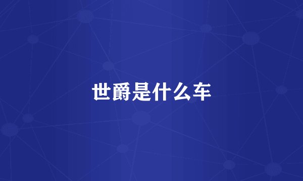 世爵是什么车