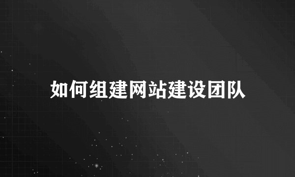如何组建网站建设团队