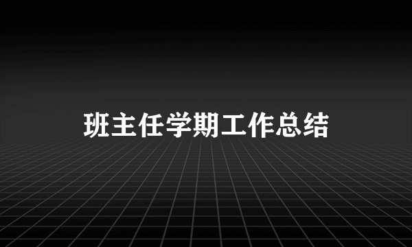 班主任学期工作总结