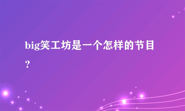 big笑工坊是一个怎样的节目？