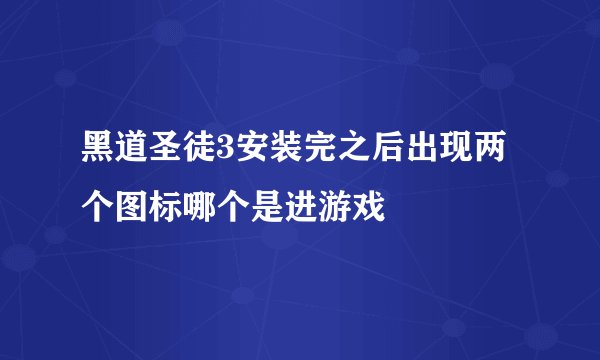 黑道圣徒3安装完之后出现两个图标哪个是进游戏