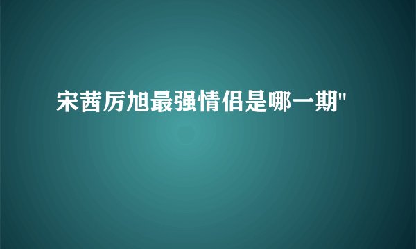 宋茜厉旭最强情侣是哪一期