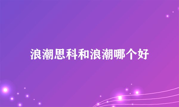 浪潮思科和浪潮哪个好