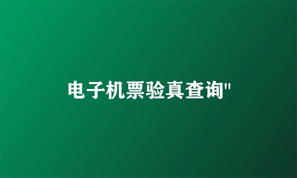 电子机票验真查询