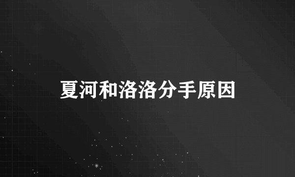 夏河和洛洛分手原因