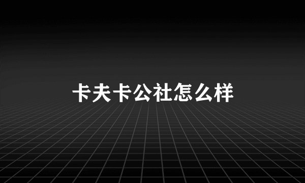 卡夫卡公社怎么样